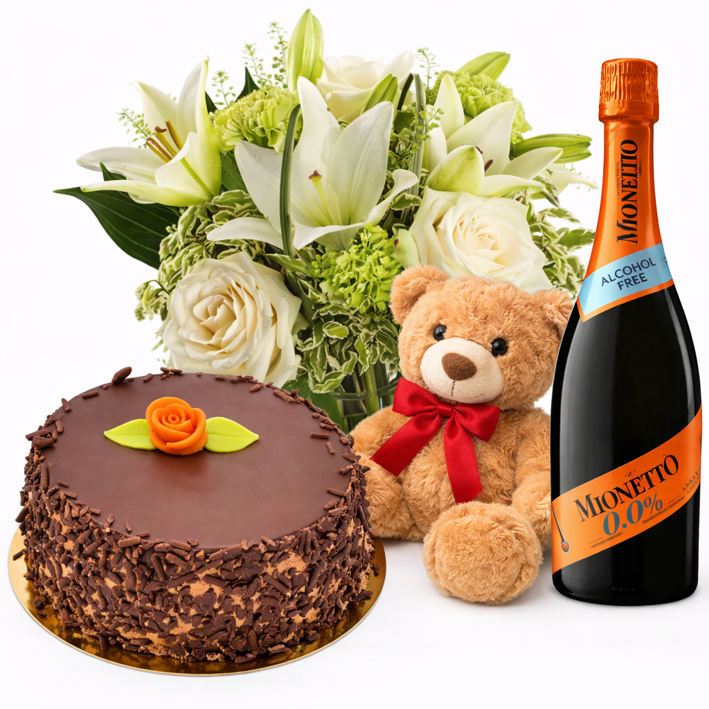 Chokladtårta, Nalle, Blommor & Bubblor (Endast Stockholm)